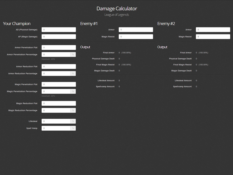 League of Legends Damage Calculator